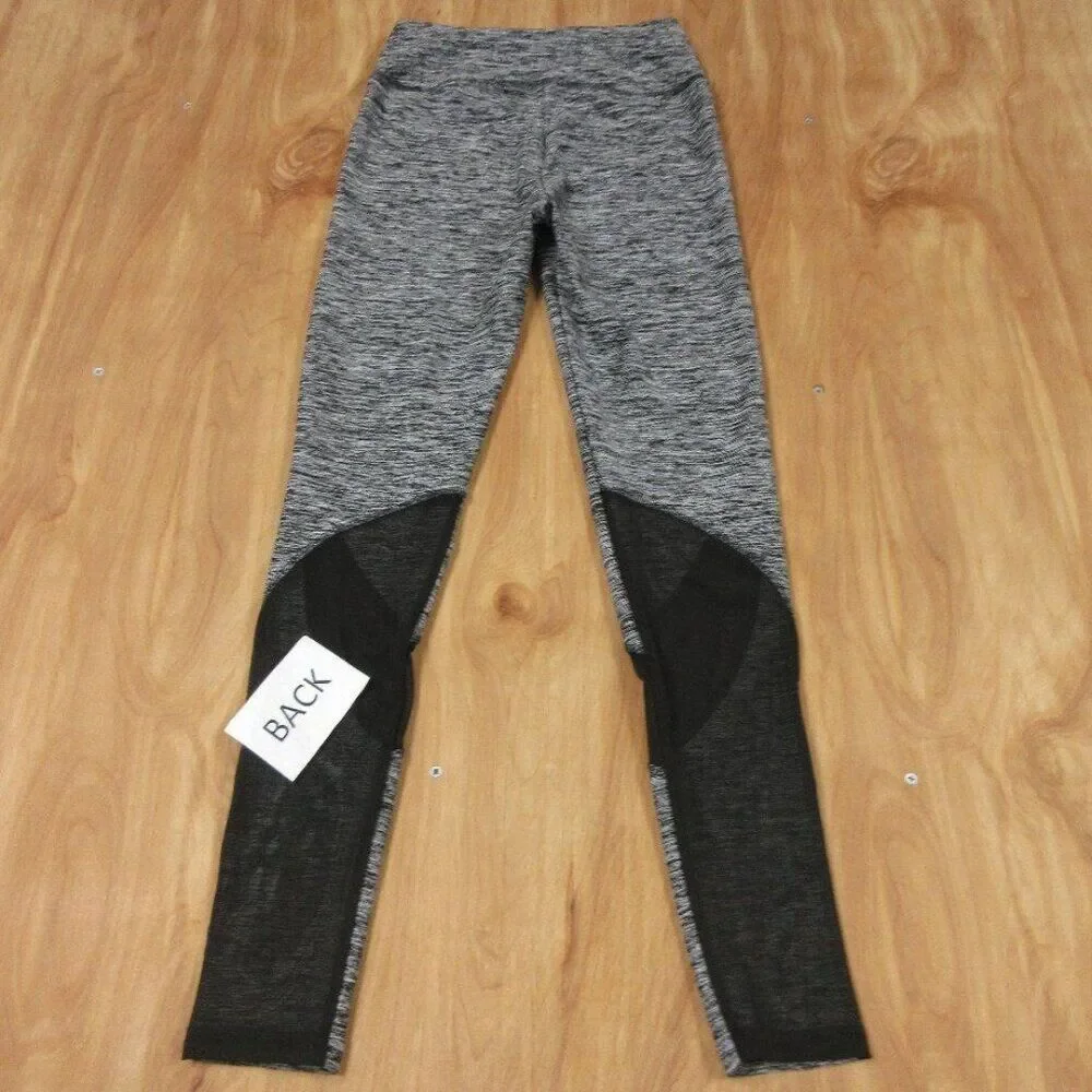 HOLLISTER Cali Sport Leggings Sz XS Workout Gym‎ Gray Heather Sheer Black Panels